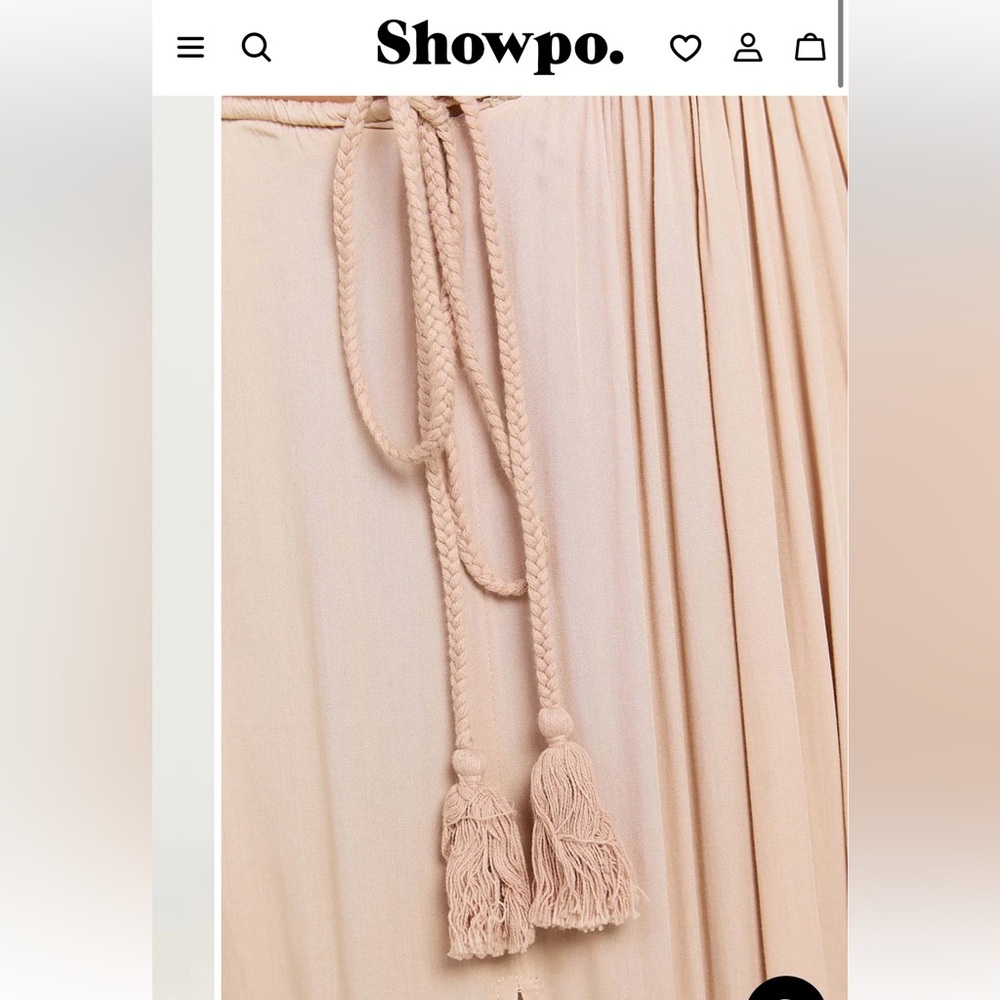Showpo under the twilight boho Beige A-Line Skirt tassel tie slit - Picture 9 of 12